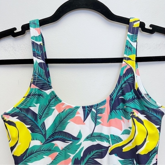 Chubbies Multi Color Tropical Banana Leaf Scoop Open Back One Piece Swimsuit - Picture 3 of 8